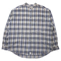 日本然リトテ-古着オンライン-Levi's 90年代 バンドカラーシャツ XL ベージュ ネイビー チェック コットン-Levi's 90's Band Collar Shirt XL Beige Navy Checked Cotton