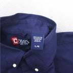 CHAPS Button-down Shirt L Navy elbow patch chest pocket one-point logo embroidery