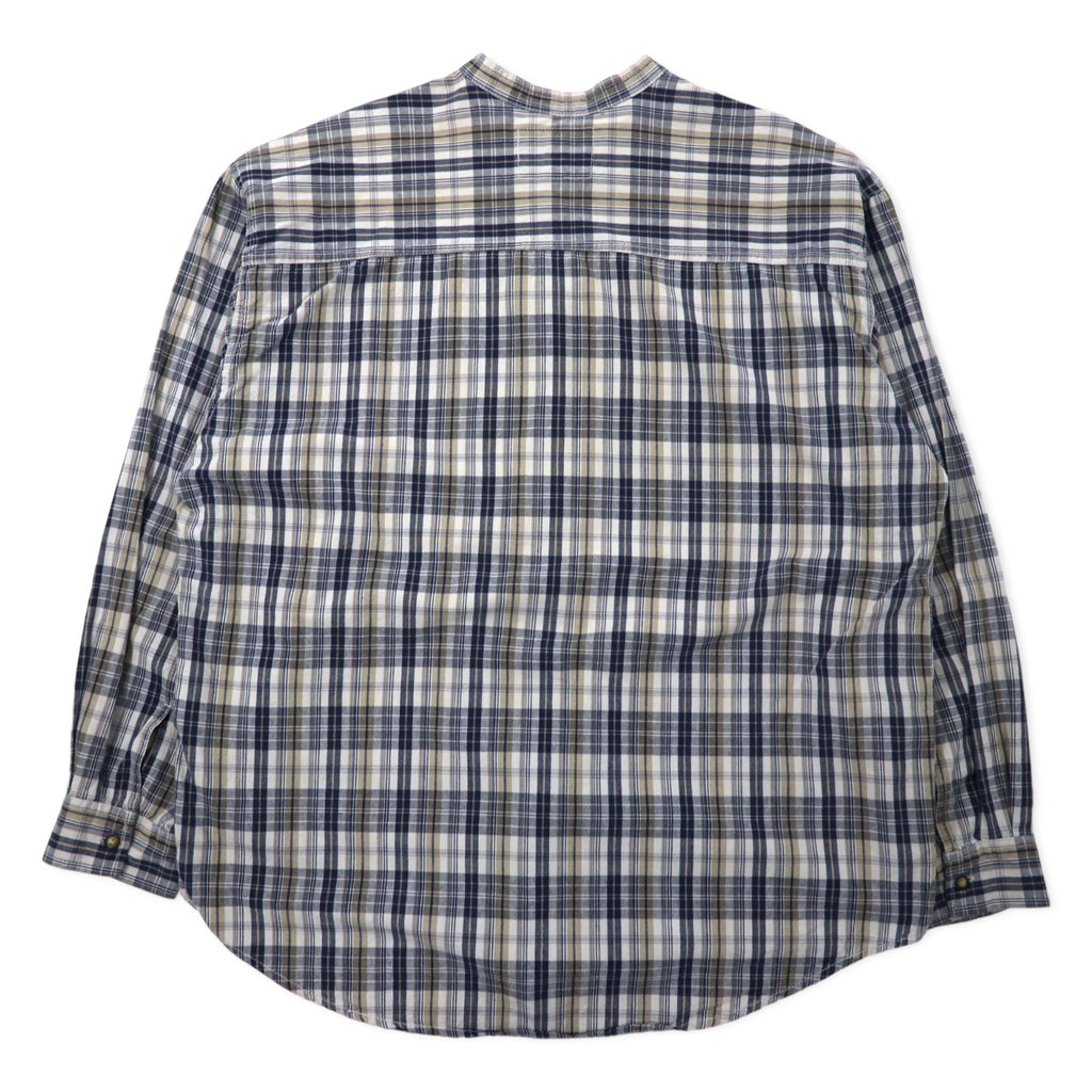 Levi's 90s Band Collar Shirt, XL, Beige, Navy, Check, Cotton