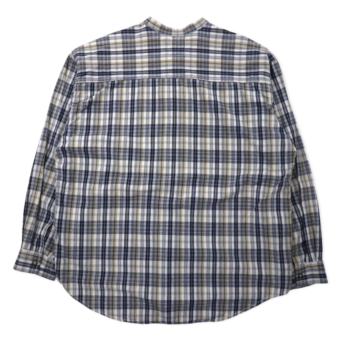 Levi's 90s Band Collar Shirt, XL, Beige, Navy, Check, Cotton