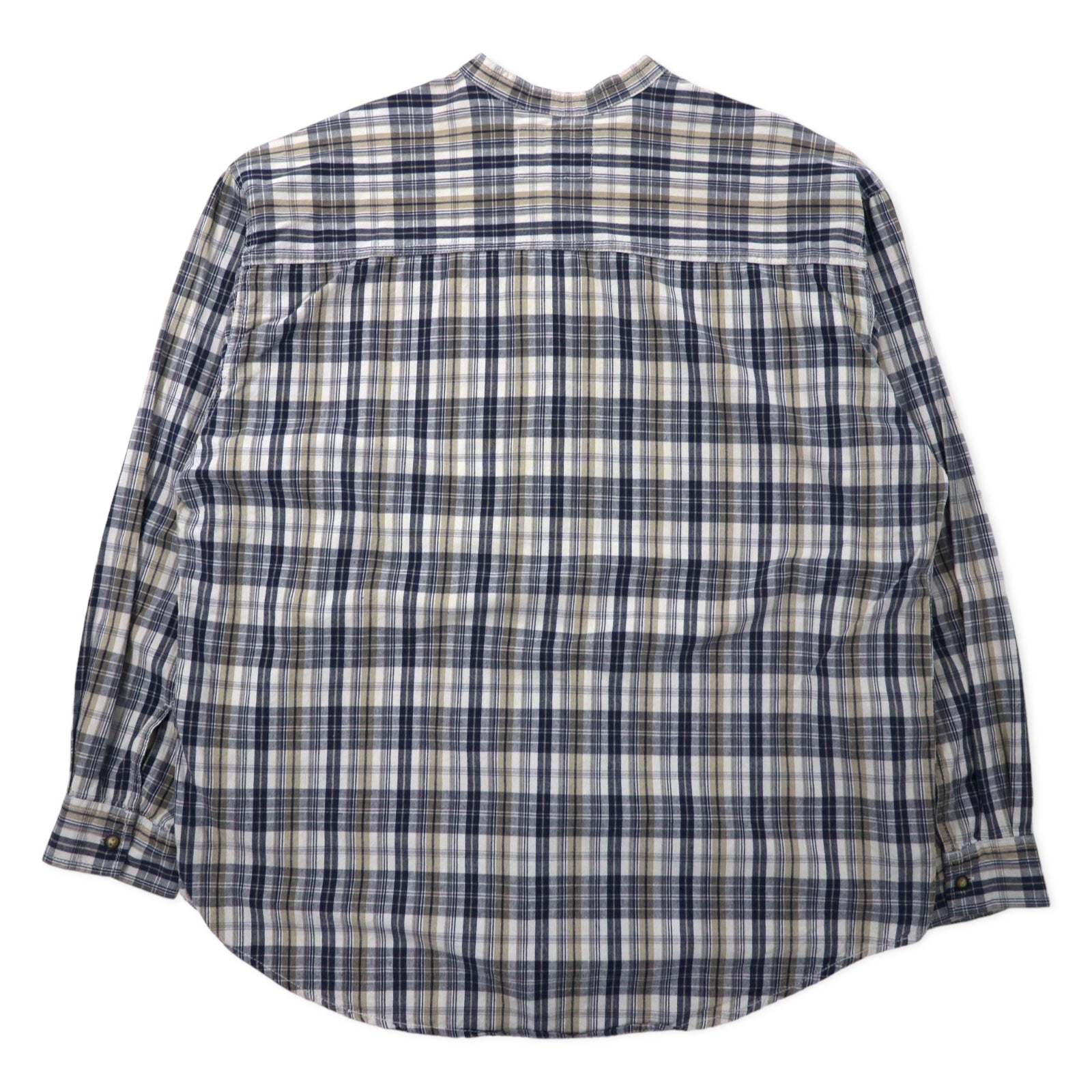 Levi's 90s Band Collar Shirt, XL, Beige, Navy, Check, Cotton