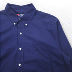 CHAPS Button-down Shirt L Navy elbow patch chest pocket one-point logo embroidery
