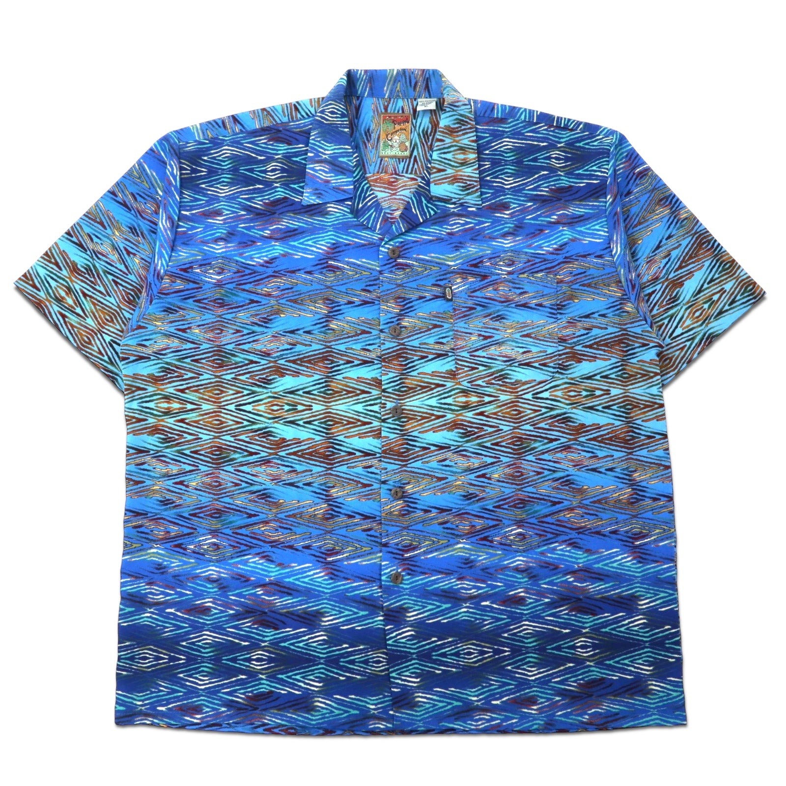 日本然リトテ-古着オンライン-90年代 Pineapple Connection アロハシャツ XL ブルー 総柄 ポリエステル 開襟 オープンカラー-90's Pineapple Connection Hawaiian Shirt XL Blue patterned polyester open collar