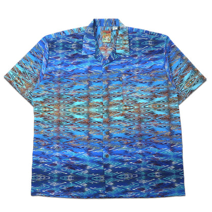日本然リトテ-古着オンライン-90年代 Pineapple Connection アロハシャツ XL ブルー 総柄 ポリエステル 開襟 オープンカラー-90's Pineapple Connection Hawaiian Shirt XL Blue patterned polyester open collar