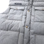 Columbia Deep Canyon Vest Down Vest M Gray Polyester Cotton Heather Ridge Cross Durable Water Repellent Teflon Treatment PM1053