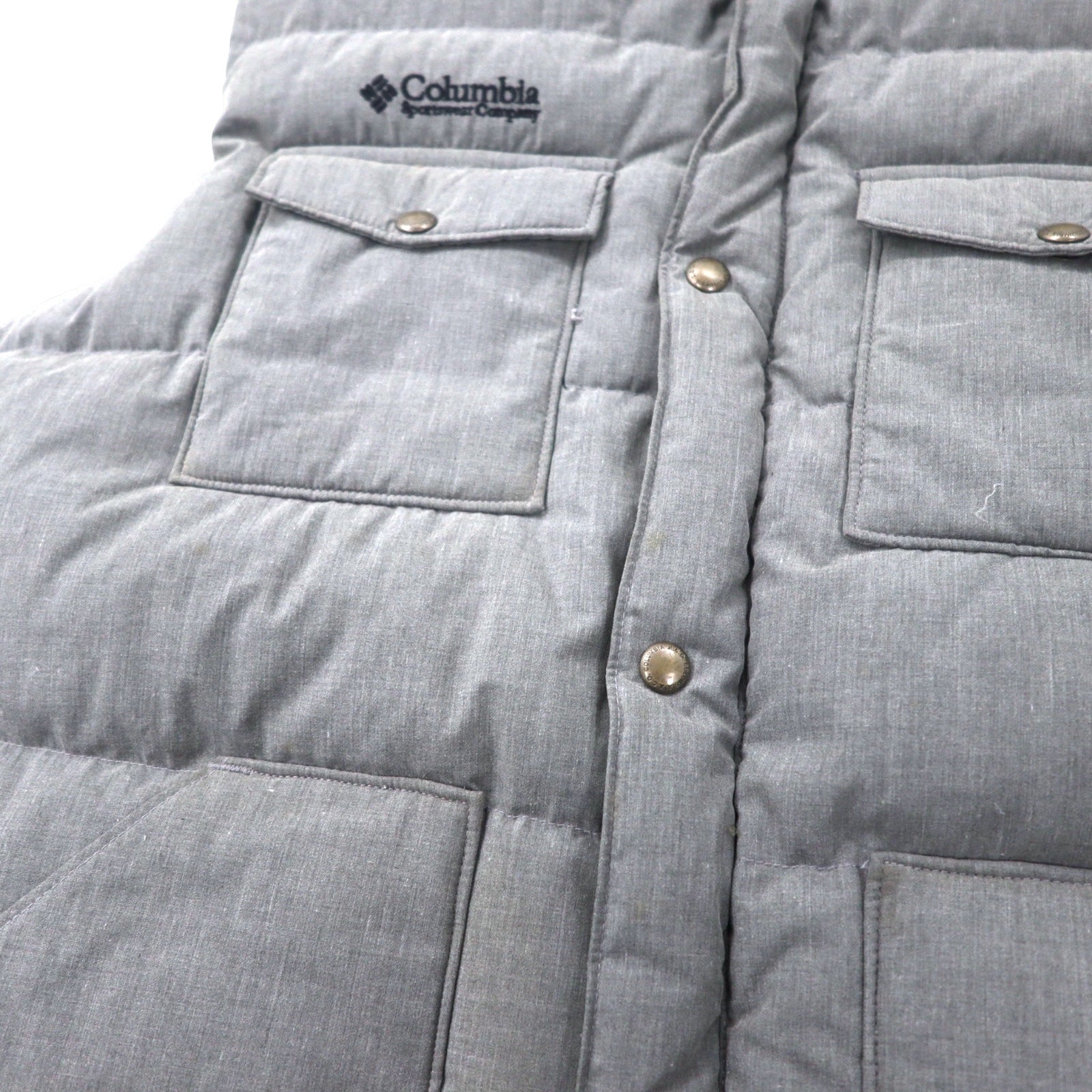 Columbia Deep Canyon Vest Down Vest M Gray Polyester Cotton Heather Ridge Cross Durable Water Repellent Teflon Treatment PM1053