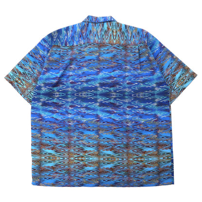 90年代 Pineapple Connection アロハシャツ XL ブルー 総柄 ポリエステル 開襟 オープンカラー