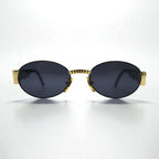 FENDI Oval Sunglasses, Black Metal, SL7066 201N, FF Logo, Made in Italy