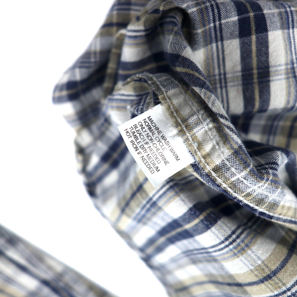 Levi's 90s Band Collar Shirt, XL, Beige, Navy, Check, Cotton