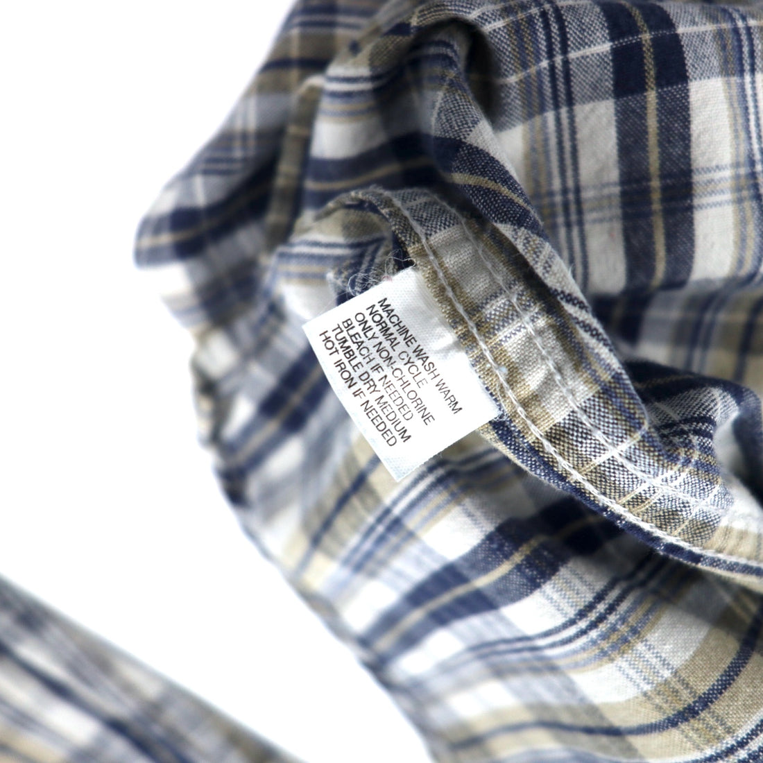 Levi's 90s Band Collar Shirt, XL, Beige, Navy, Check, Cotton