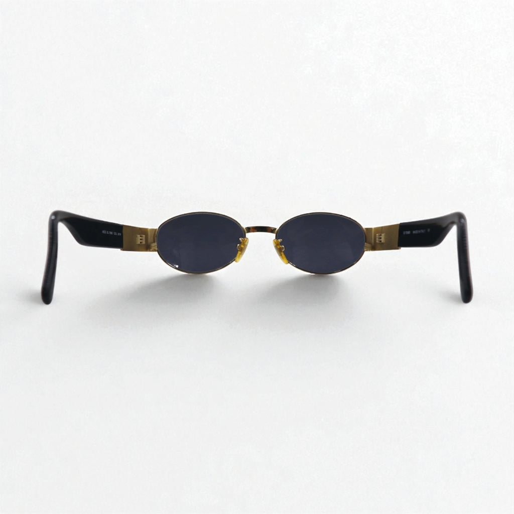 FENDI Oval Sunglasses, Black Metal, SL7066 201N, FF Logo, Made in Italy