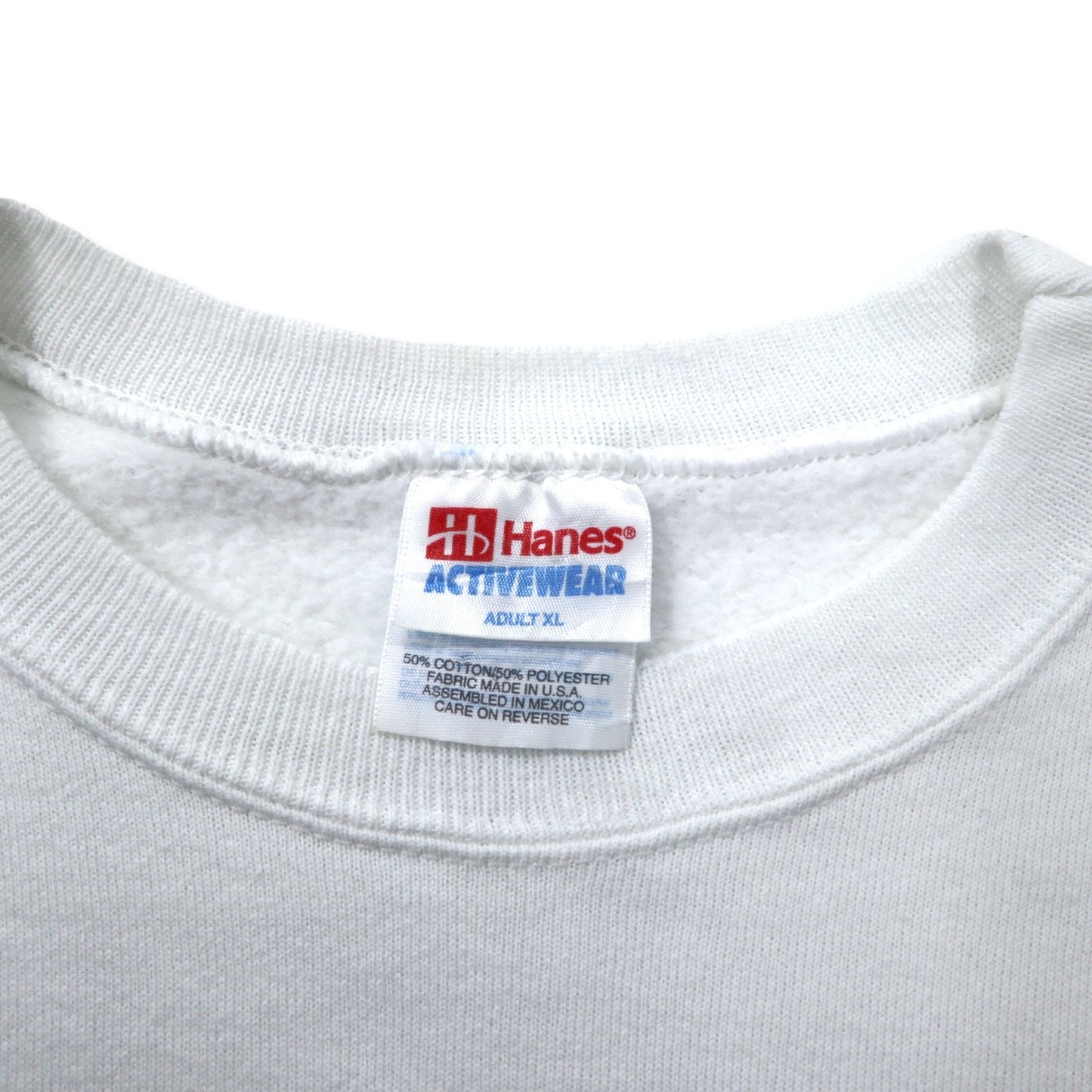 Hanes USA製 90年代 ACTIVEWEAR プリント スウェット XL ホワイト コットン 裏起毛 COOPERSTOWN