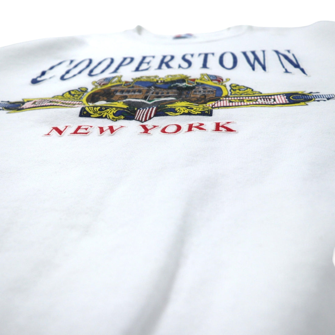 Hanes USA Made 90s ACTIVEWEAR Printed Sweatshirt XL White Cotton Fleece Lining COOPERSTOWN