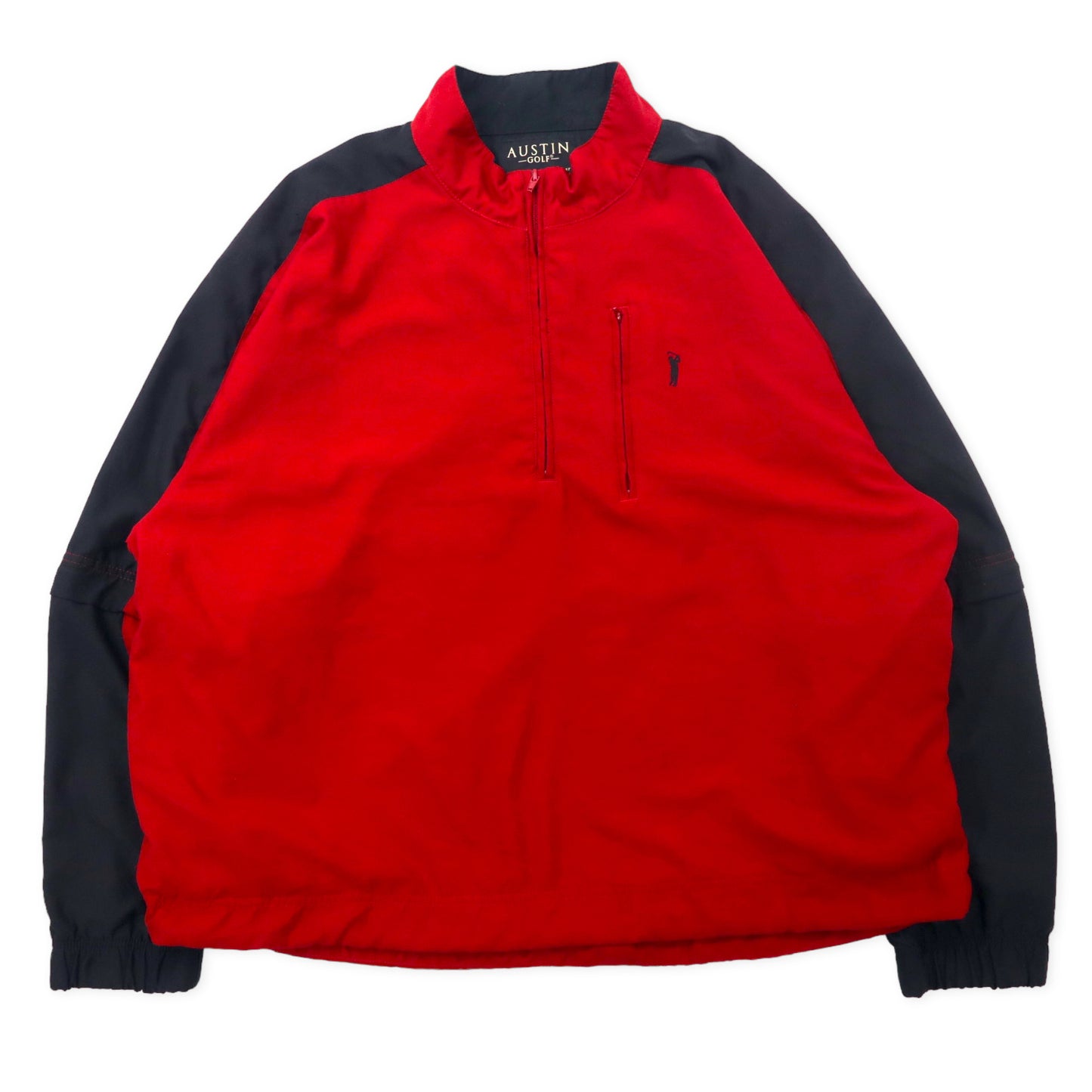 Austin GOLF 2way Anorak Jacket Half Zip Windbreaker XXL Red Black Polyester  Mesh Liner Big Size