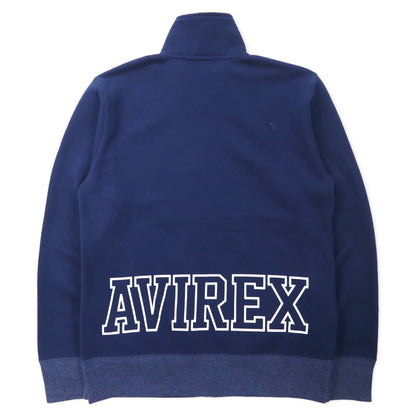 AVIREX コープス スタンドジップ ジャケット スウェット M ネイビー コットン バックロゴプリント CORPS STAND ZIP JACKET 6153527