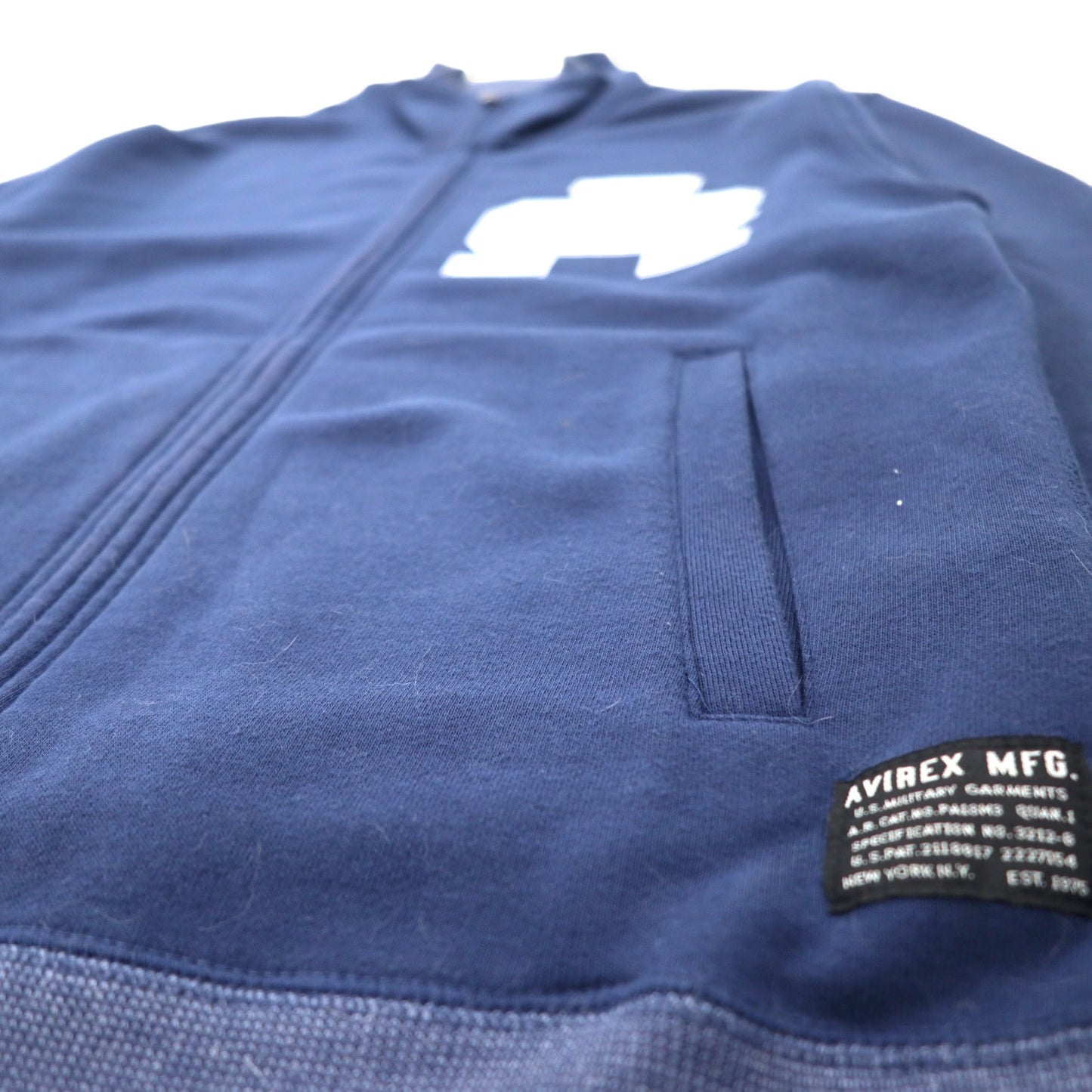 AVIREX コープス スタンドジップ ジャケット スウェット M ネイビー コットン バックロゴプリント CORPS STAND ZIP JACKET 6153527