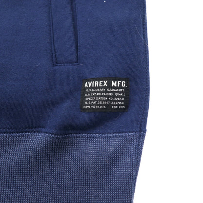 AVIREX コープス スタンドジップ ジャケット スウェット M ネイビー コットン バックロゴプリント CORPS STAND ZIP JACKET 6153527