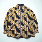 90s Vintage Reversible Satin Jacket, XL, Navy, with Paisley Print Scarf