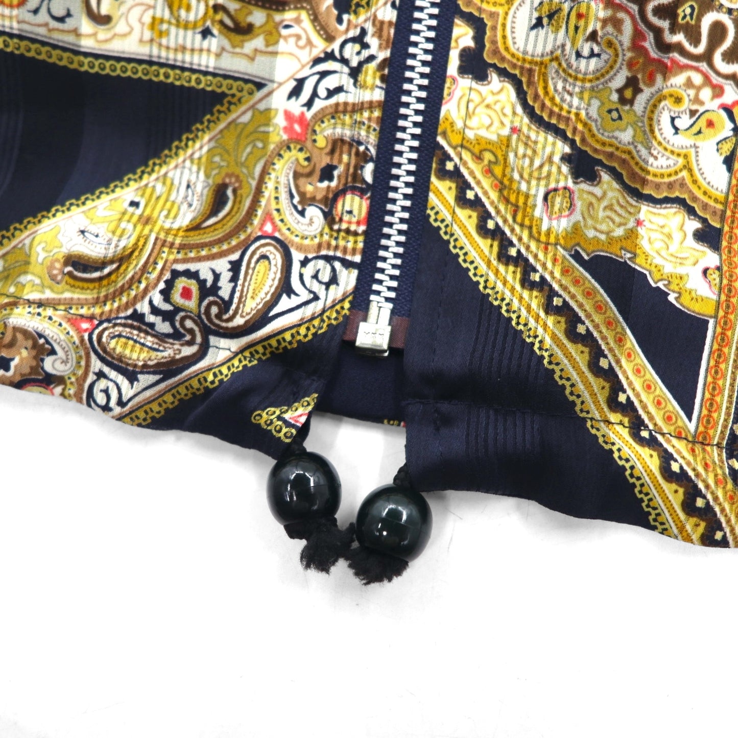 90s Vintage Reversible Satin Jacket, XL, Navy, with Paisley Print Scarf