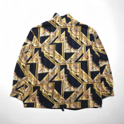 90s Vintage Reversible Satin Jacket, XL, Navy, with Paisley Print Scarf