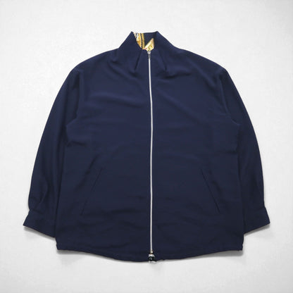 90s Vintage Reversible Satin Jacket, XL, Navy, with Paisley Print Scarf