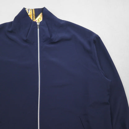 90s Vintage Reversible Satin Jacket, XL, Navy, with Paisley Print Scarf