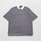 Polo by Ralph Lauren 90s Pima Cotton Striped Polo Shirt XL White Navy Small Pony Embroidery