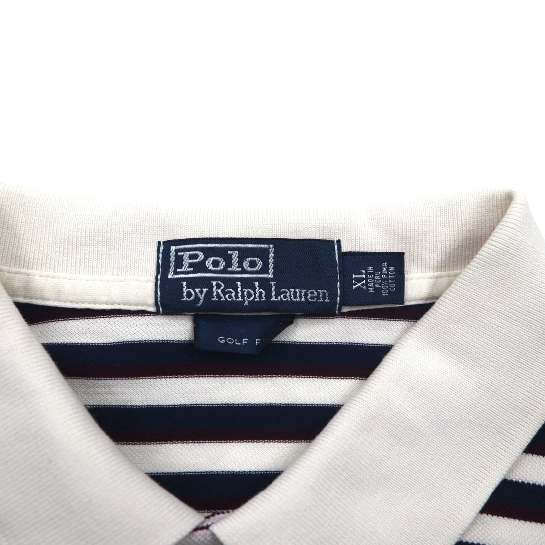 Polo by Ralph Lauren 90s Pima Cotton Striped Polo Shirt XL White Navy Small Pony Embroidery