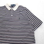 Polo by Ralph Lauren 90s Pima Cotton Striped Polo Shirt XL White Navy Small Pony Embroidery