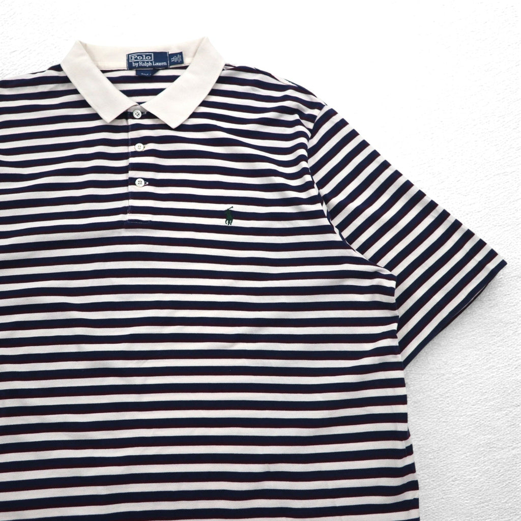 Polo by Ralph Lauren 90s Pima Cotton Striped Polo Shirt XL White Navy Small Pony Embroidery