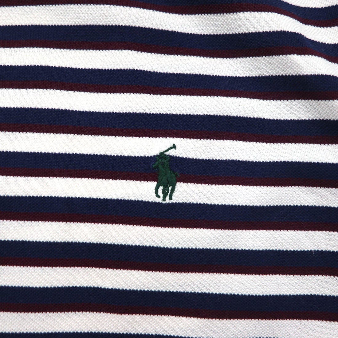 Polo by Ralph Lauren 90s Pima Cotton Striped Polo Shirt XL White Navy Small Pony Embroidery