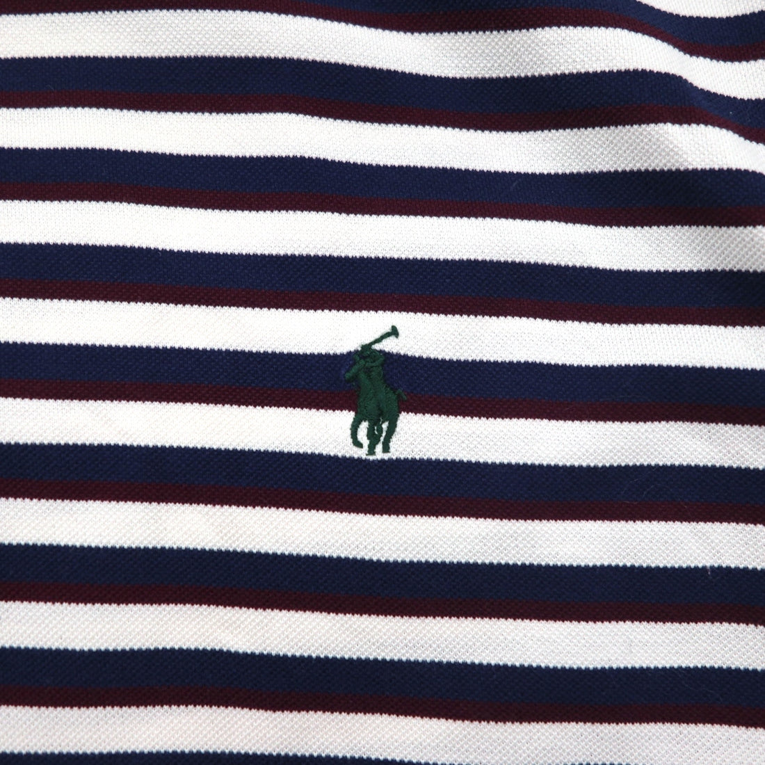 Polo by Ralph Lauren 90s Pima Cotton Striped Polo Shirt XL White Navy Small Pony Embroidery