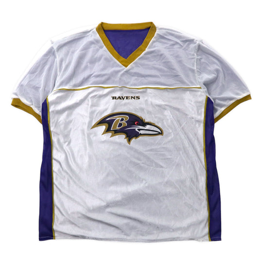 NFL リバーシブル ゲームシャツ XL ホワイト パープル ポリエステル Baltimore Ravens ビッグサイズ