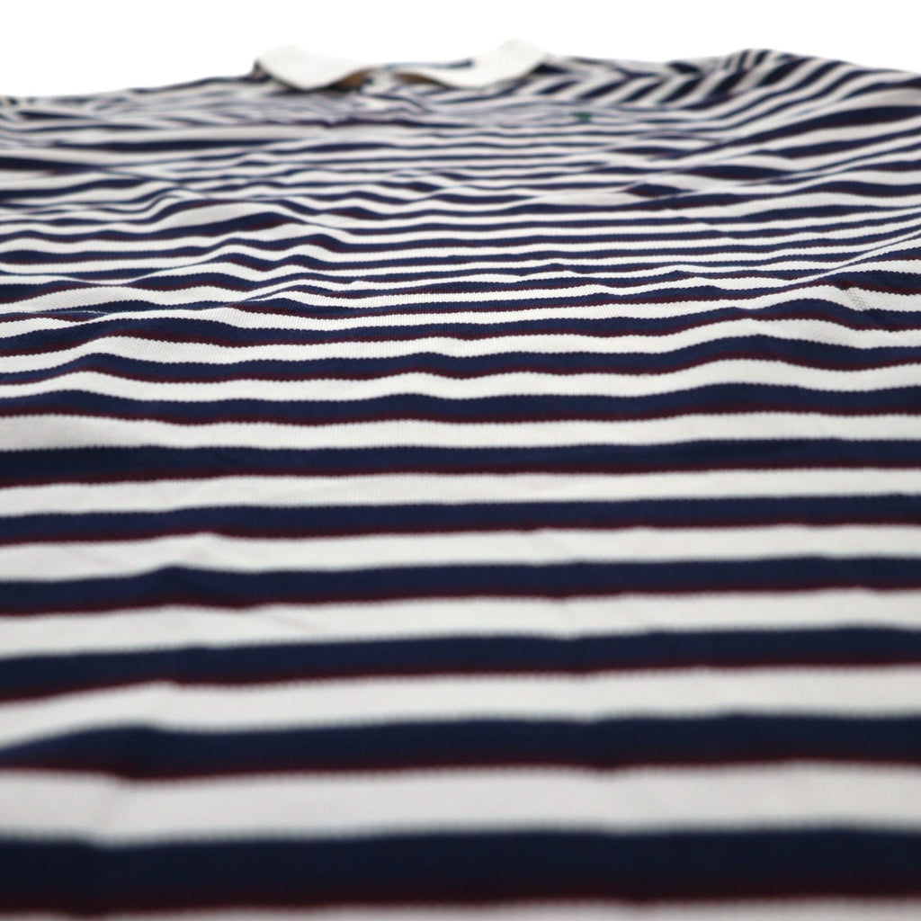 Polo by Ralph Lauren 90s Pima Cotton Striped Polo Shirt XL White Navy Small Pony Embroidery
