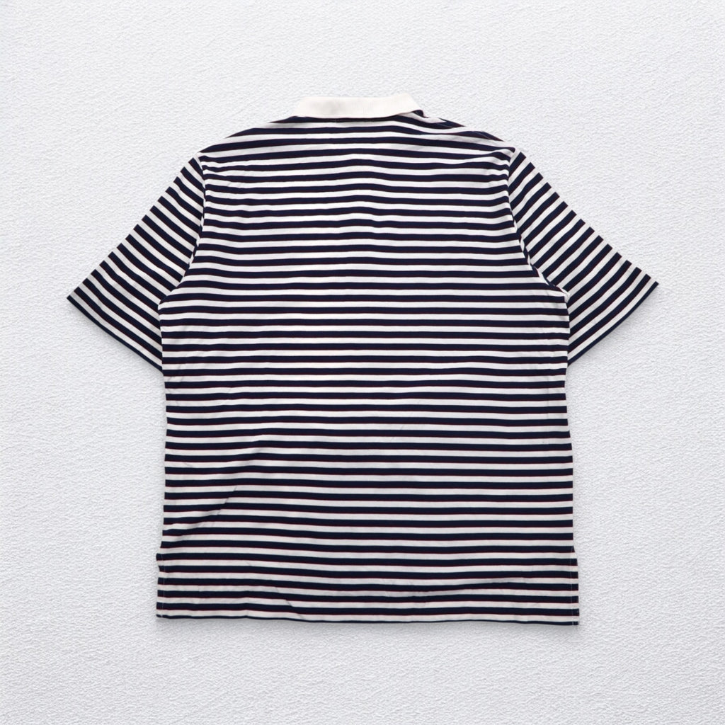 Polo by Ralph Lauren 90s Pima Cotton Striped Polo Shirt XL White Navy Small Pony Embroidery