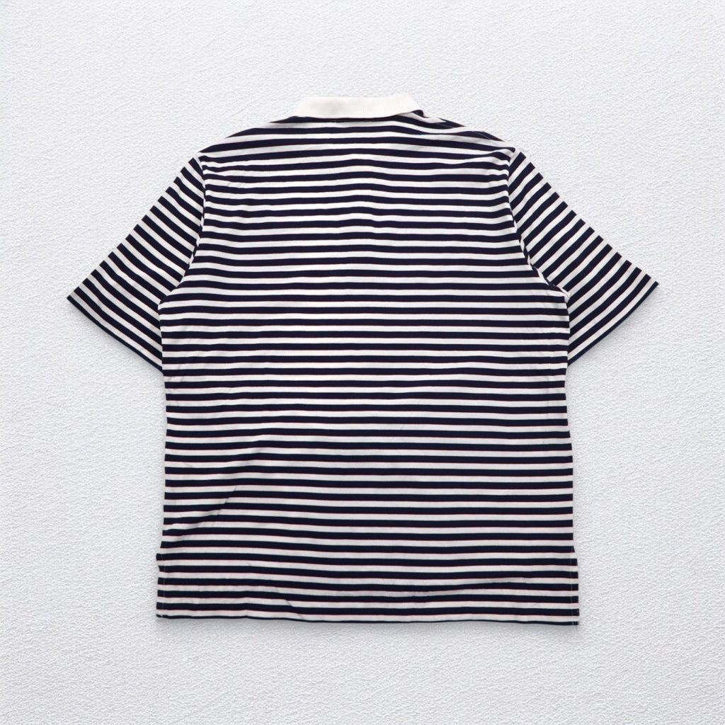 Polo by Ralph Lauren 90s Pima Cotton Striped Polo Shirt XL White Navy Small Pony Embroidery