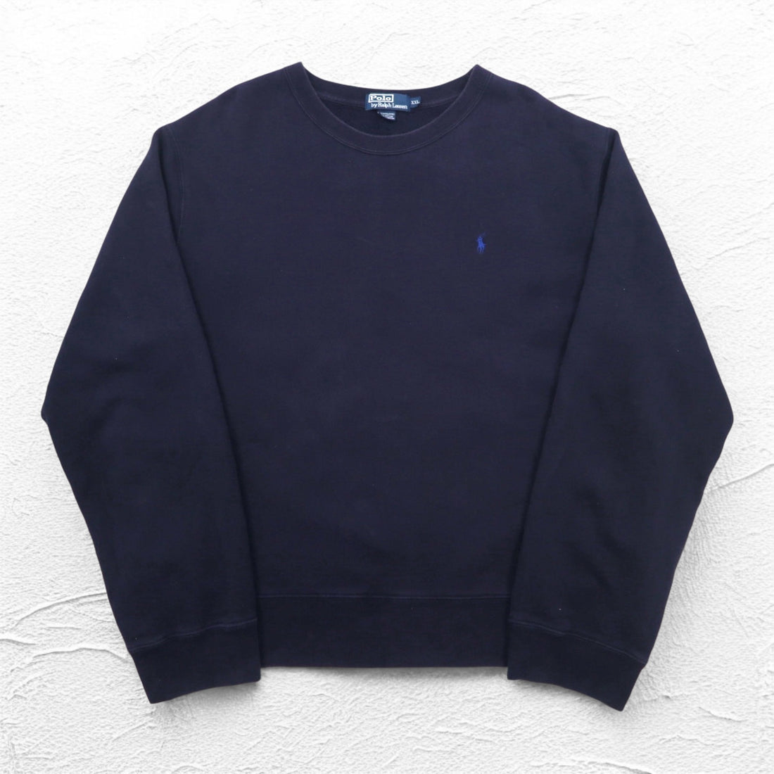 Polo by Ralph Lauren 90s Crew Neck Sweatshirt, 2XL, Navy, Fleece Lining, Small Pony Embroidery