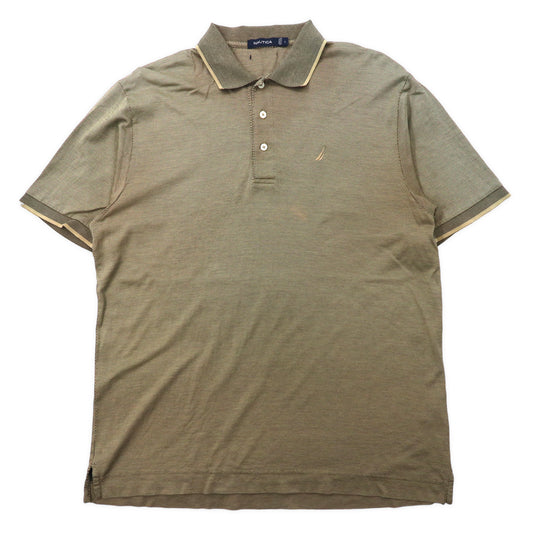 日本然リトテ-古着オンライン-NAUTICA バーズアイ ポロシャツ L カーキ コットン ワンポイントロゴ-NAUTICA Birds Eye Polo Shirt L KHAKI Cotton One Point Logo