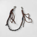 ALZUNI AZ950 Braided Leather Wallet Chain Brown Silver-Tone Chain Double Clasp Tassel Biker Style