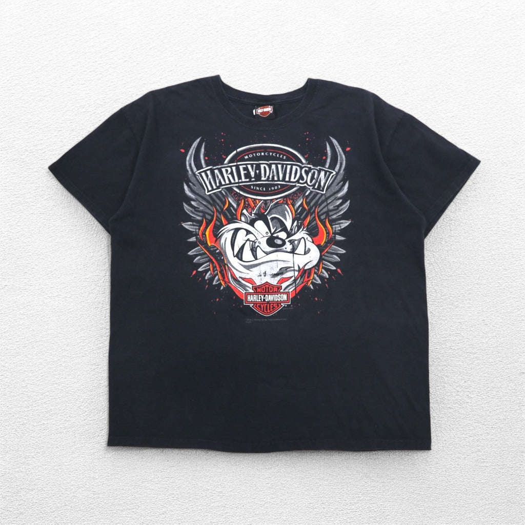 HARLEY DAVIDSON x Warner Bros. Looney Tunes T-shirt 2XL Black Character Print Dazmanian Devil DILLON BROTHERS Made in Honduras