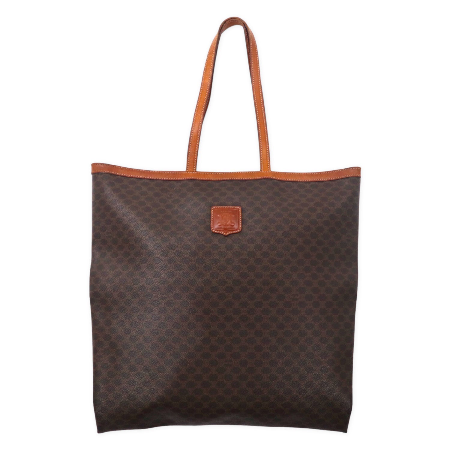 CELINE Tote Bag Brown Patterned Macadam PVC Leather JMB12 Vintage