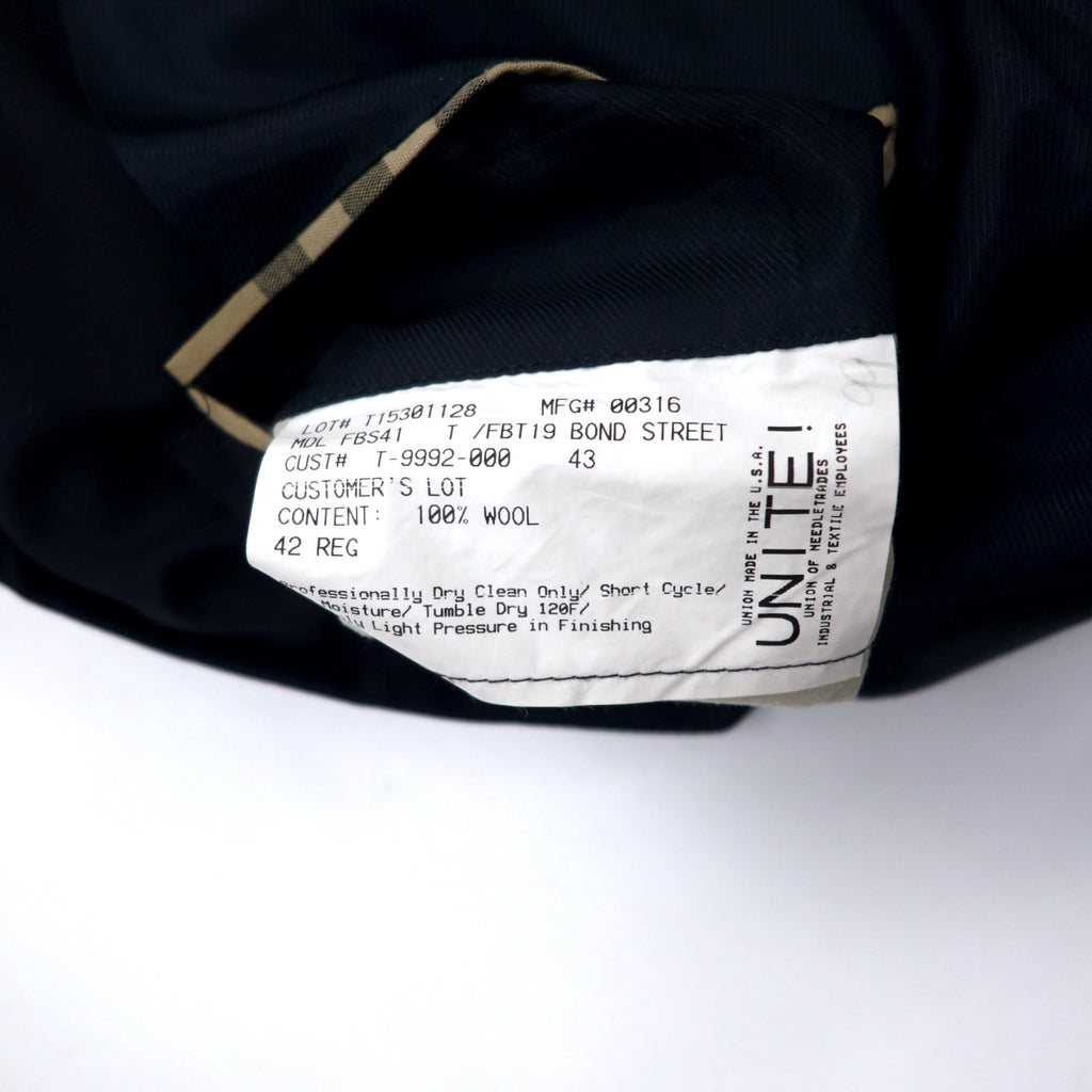 BURBERRY USA製 3B テーラードジャケット 43 ネイビー ウール Hallo KANSAS CITY