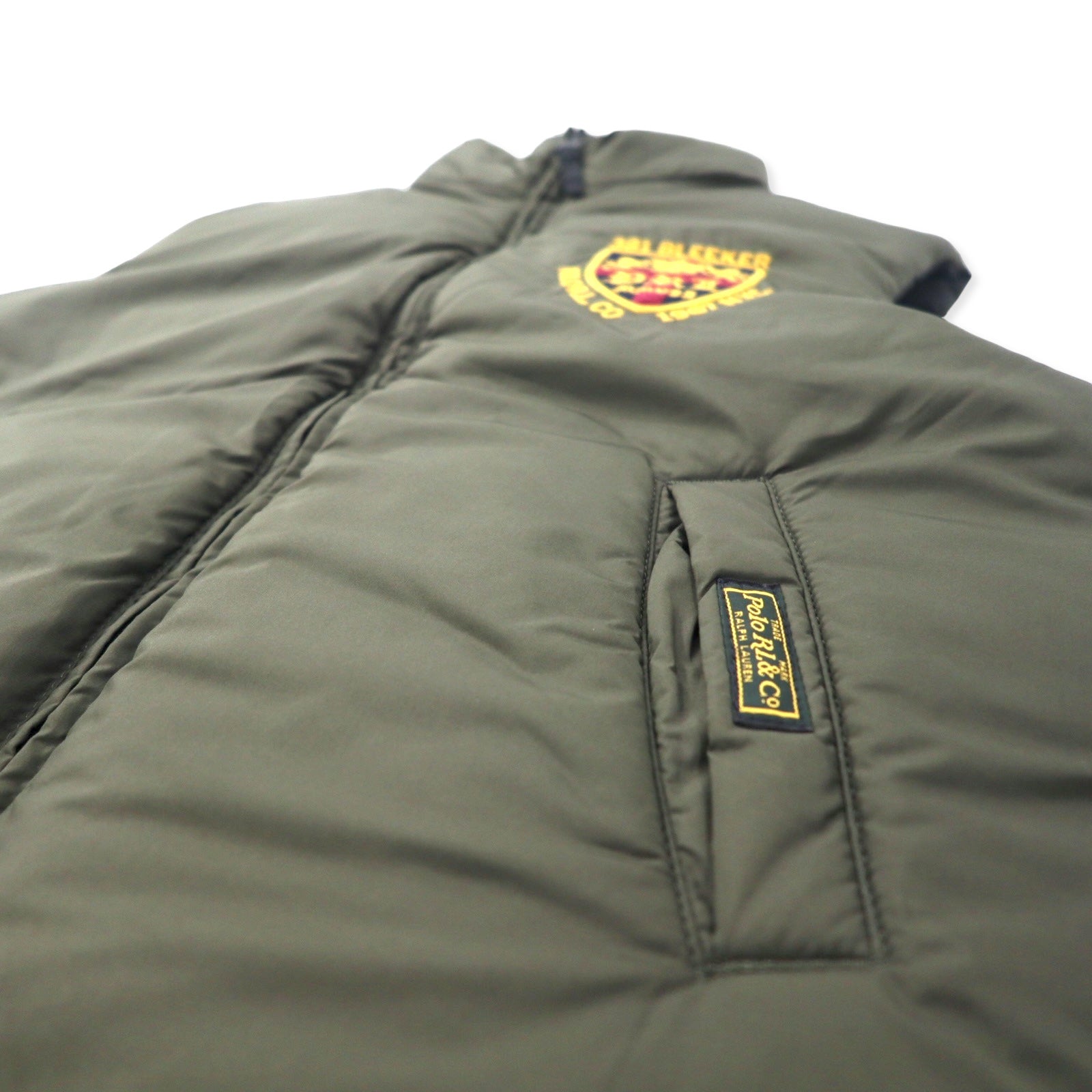 Polo by Ralph Lauren Reversible Down Vest M Khaki Black Polyester 381 BLEEKER Small Pony Embroidery