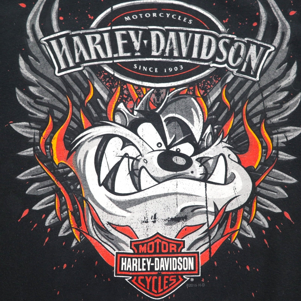HARLEY DAVIDSON x Warner Bros. Looney Tunes T-shirt 2XL Black Character Print Dazmanian Devil DILLON BROTHERS Made in Honduras