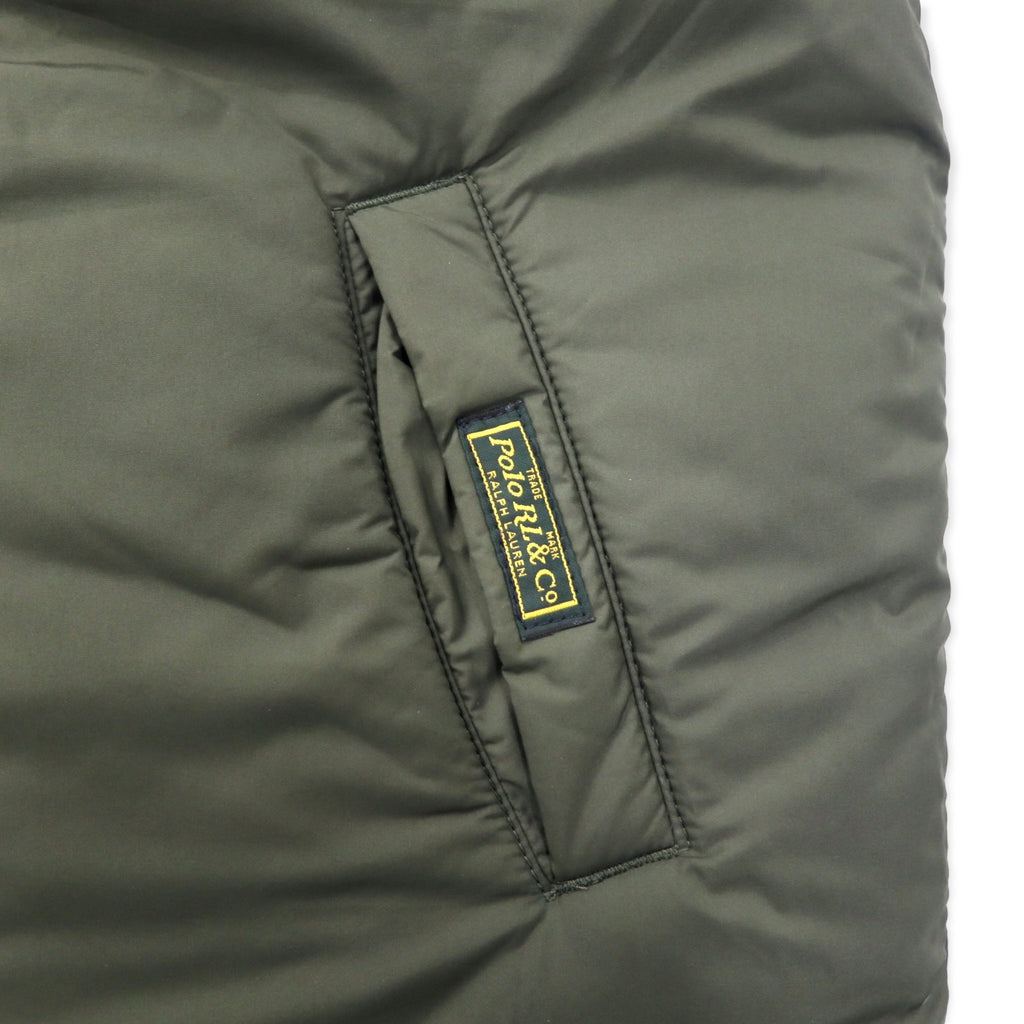 Polo by Ralph Lauren Reversible Down Vest M Khaki Black Polyester 381 BLEEKER Small Pony Embroidery