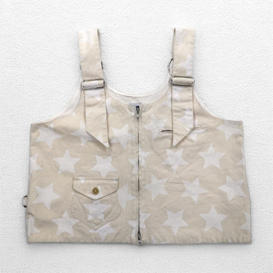 AiE (Nepenthes) USA made DSD vest dsd vest-9oz star M cream all over pattern star pocket double zip