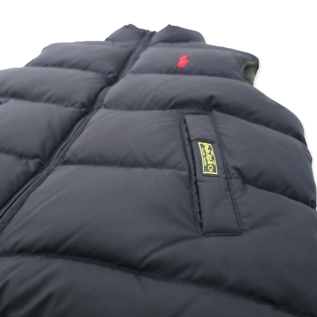 Polo by Ralph Lauren Reversible Down Vest M Khaki Black Polyester 381 BLEEKER Small Pony Embroidery
