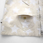 AiE ( Nepenthes ) USA製 ディーエスディーベスト dsd vest-9oz star M クリーム 総柄 星 ポケット ダブルジップ