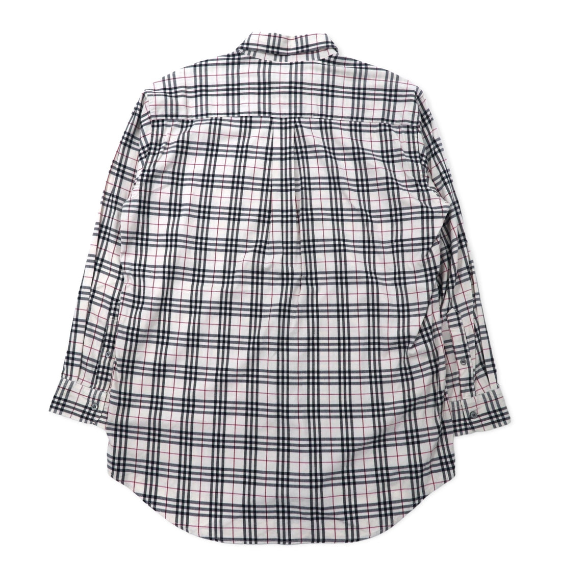 BURBERRY Nova Check Button-Down Shirt, M, White, Cotton, Stretch, One Point Logo Embroidery