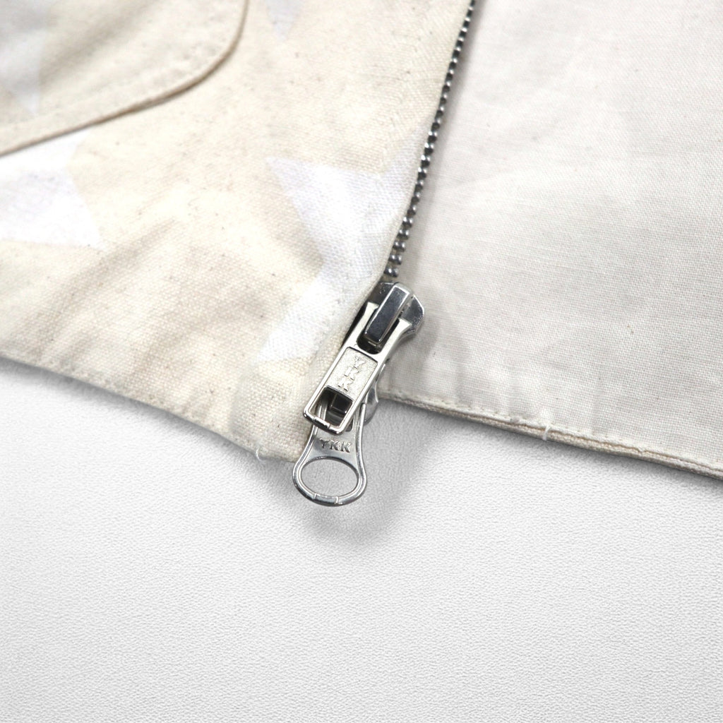 AiE ( Nepenthes ) USA製 ディーエスディーベスト dsd vest-9oz star M クリーム 総柄 星 ポケット ダブルジップ